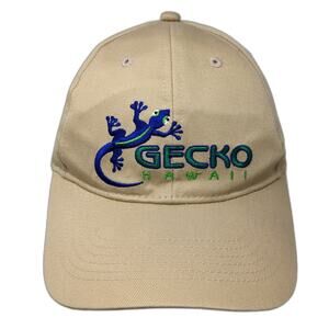 Gecko Hawaii Snapback Beige One Size Embroidered Logo Blue Twill 6 Panel Hat
